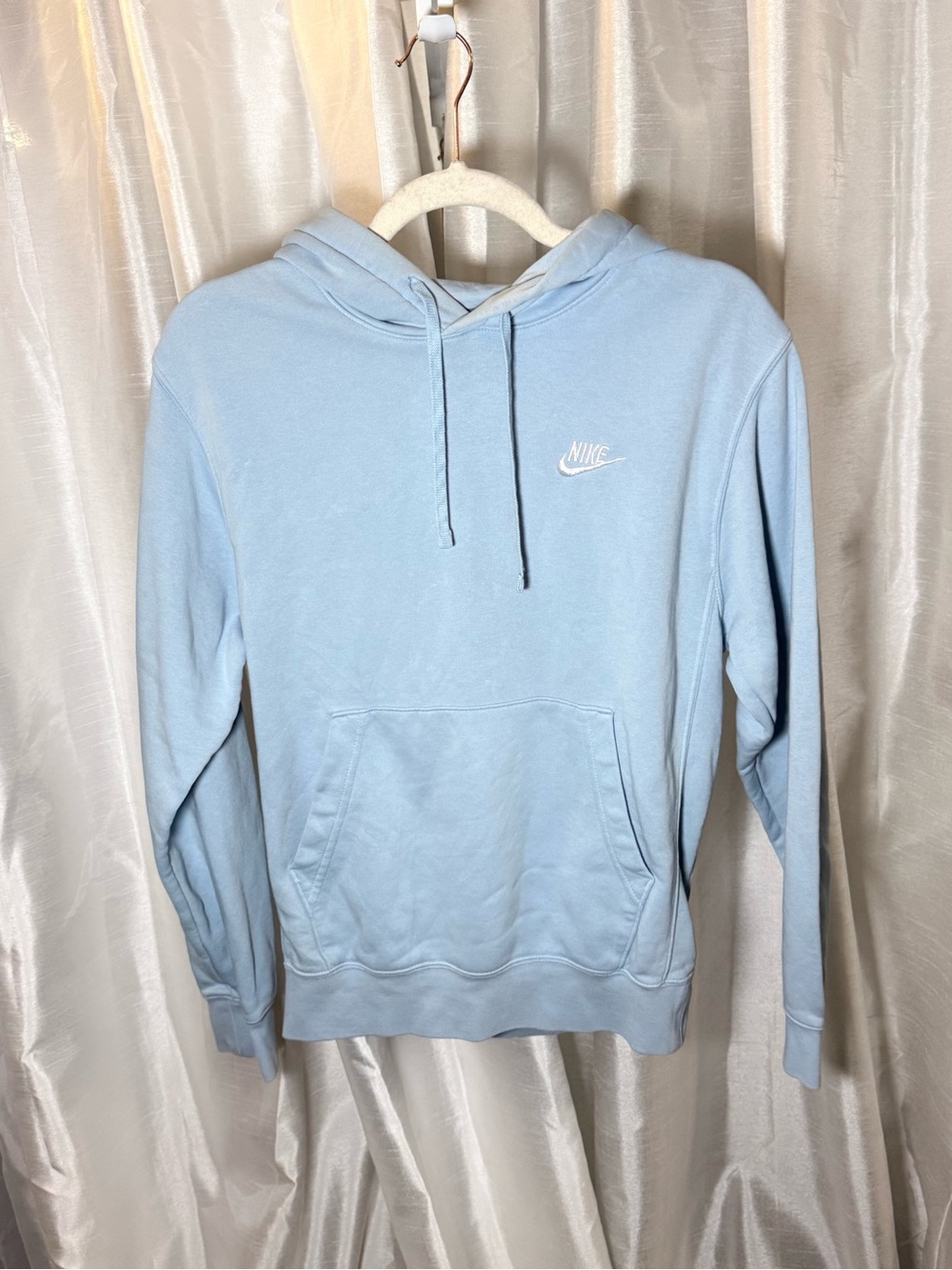 Nike Light Blue Pullover Hoodie with Embroidered Logo